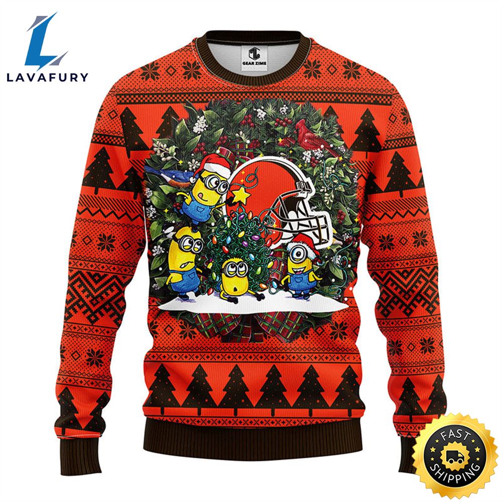 Cleveland Browns Minion Christmas Ugly Sweater 1 q5lj4d