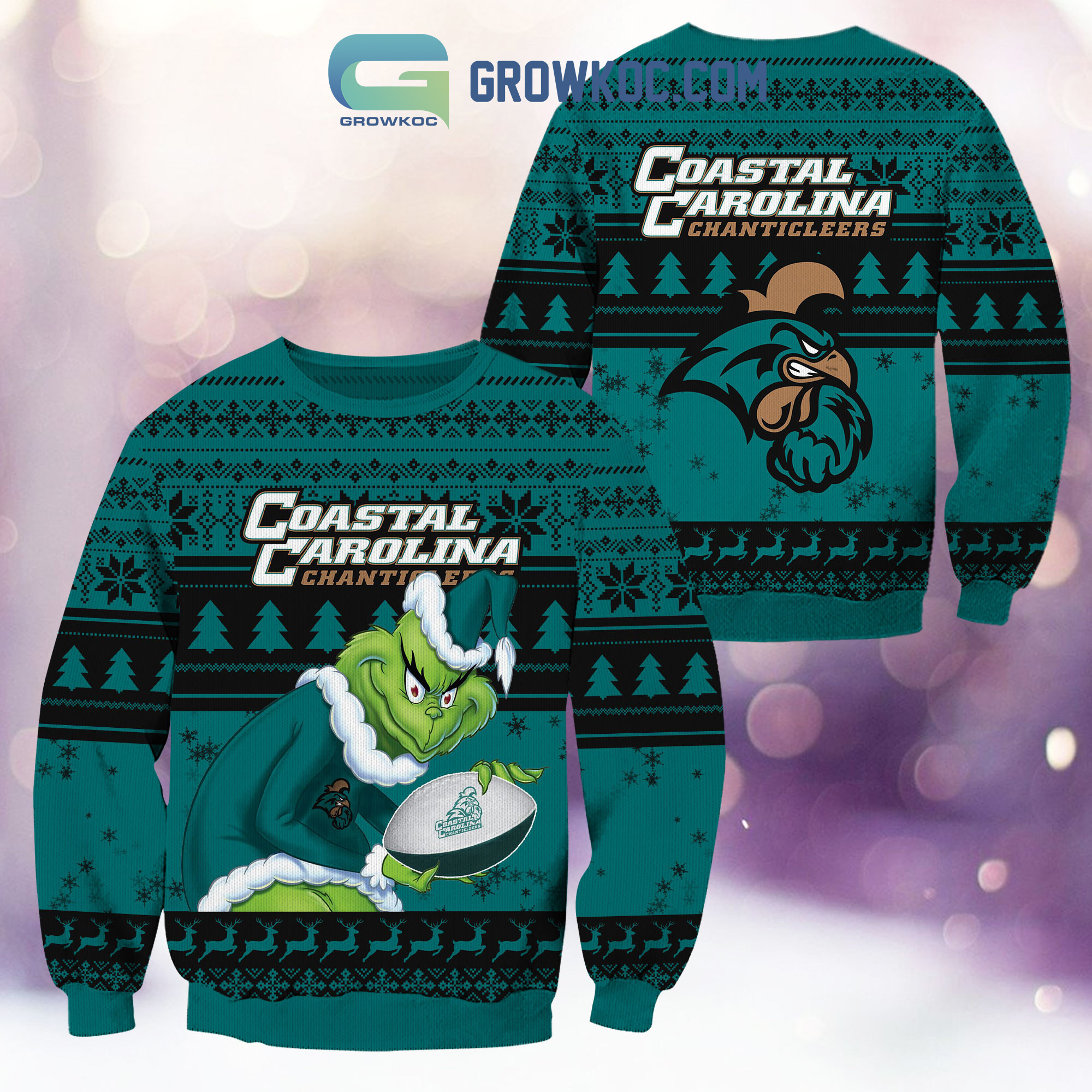 Coastal Carolina Chanticleers Grinch NCAA Christmas Ugly Sweater2B1 WTV3k