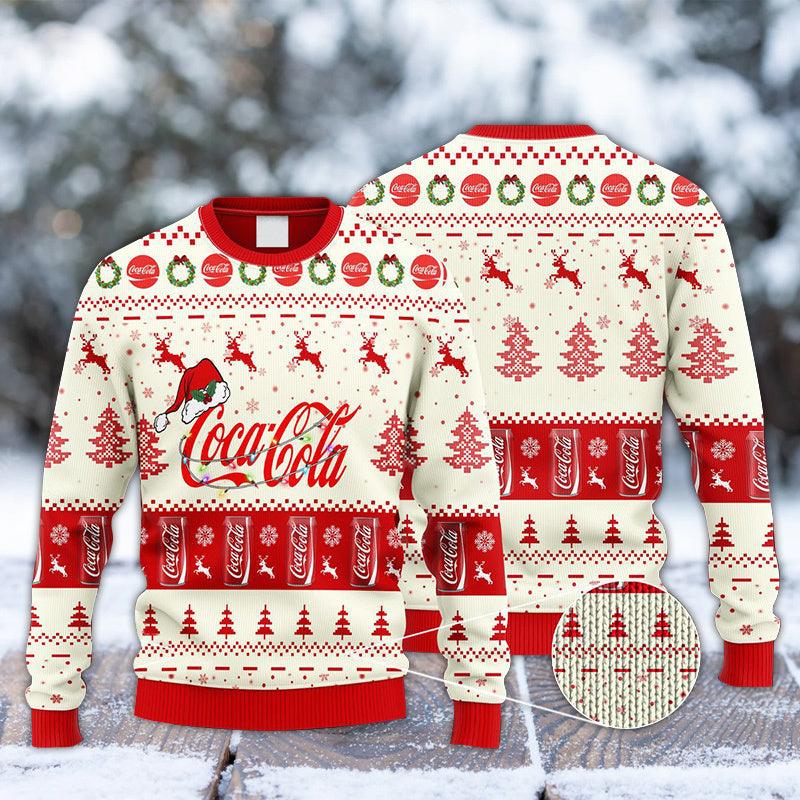 Coca Cola Santa Hat Christmas Knitted Ugly Christmas Sweater 1