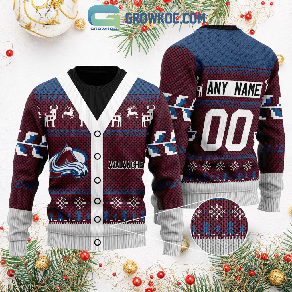 Colorado Avalanche Supporter Custom Name Number Christmas Holiday Ugly Sweater2B1 SfUCa