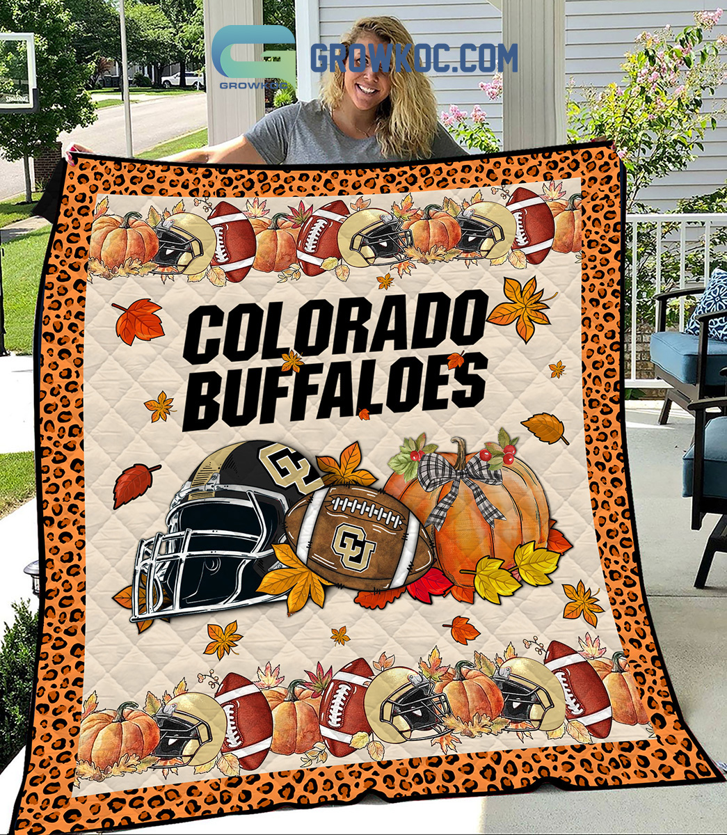 Colorado Buffaloes NCAA Football Welcome Fall Pumpkin Halloween Fleece Blanket Quilt2B1 KUfCE