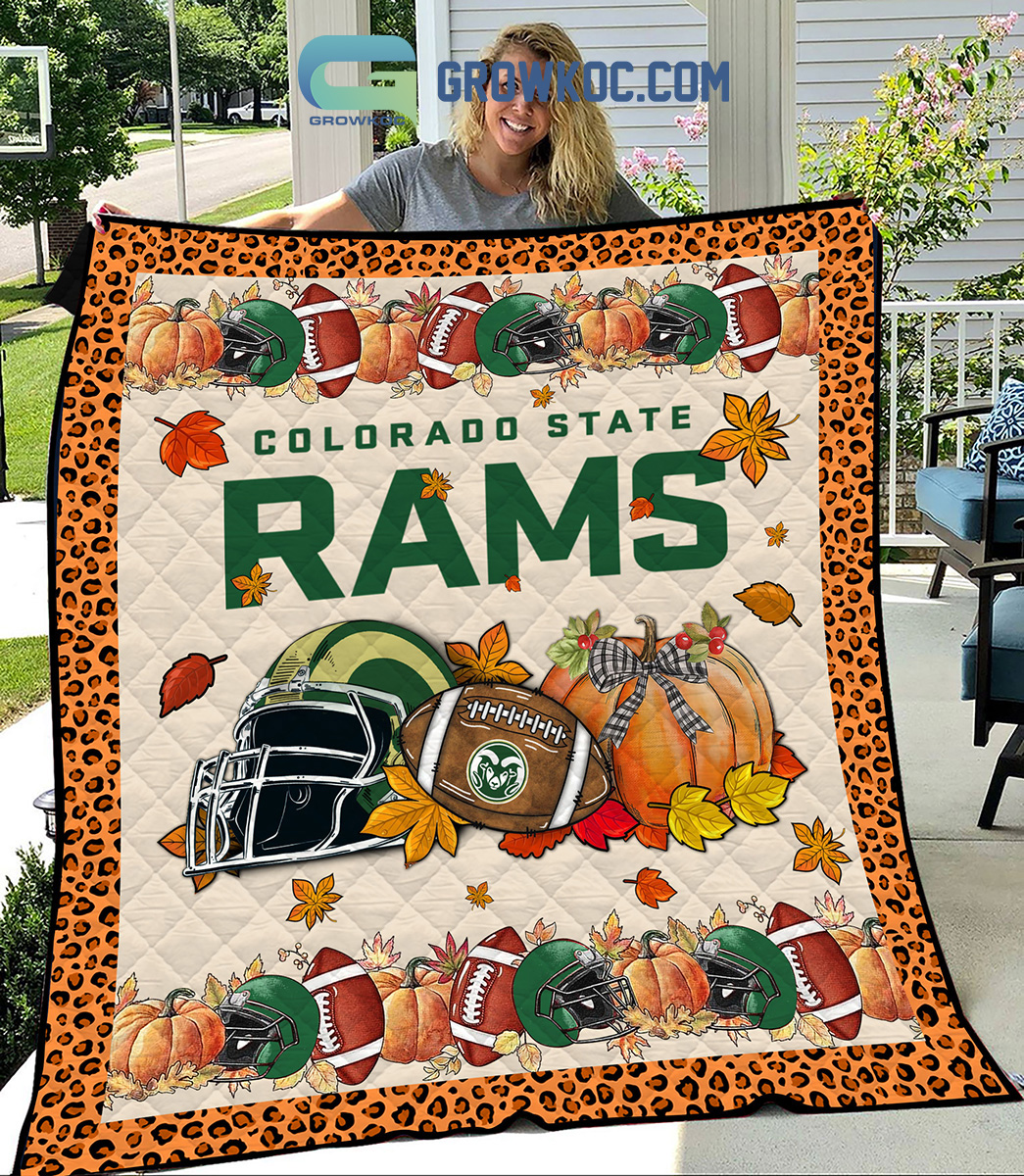 Colorado State Rams NCAA Football Welcome Fall Pumpkin Halloween Fleece Blanket Quilt2B1 ror6E