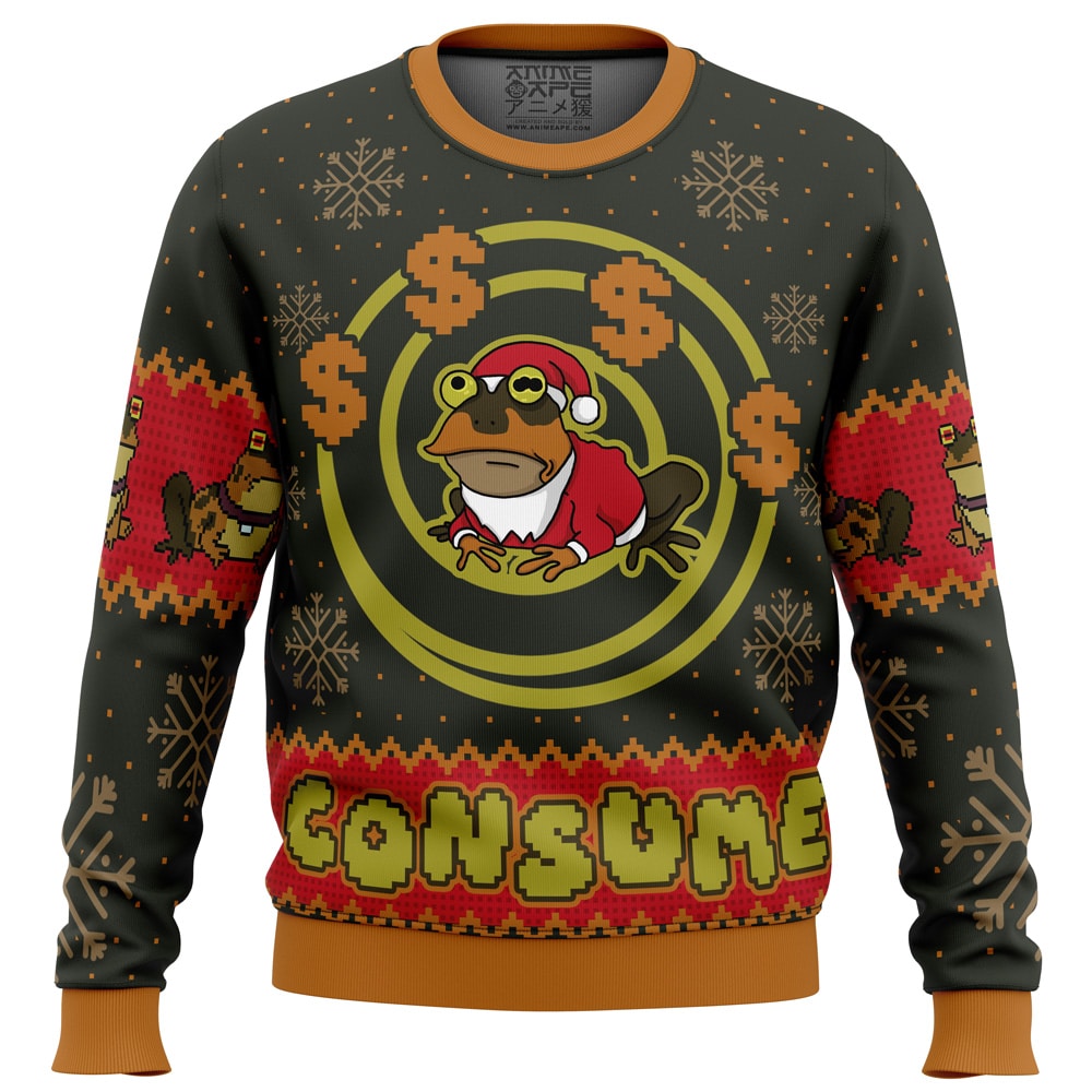 Consume Futurama PC Ugly Christmas Sweater front mockup