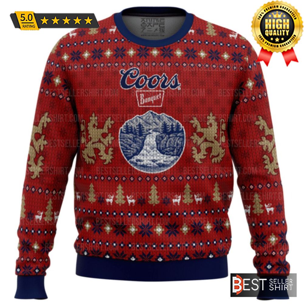 Coors Banquet Beer Logos Beer Lover Gifts Christmas Ugly Sweater 1