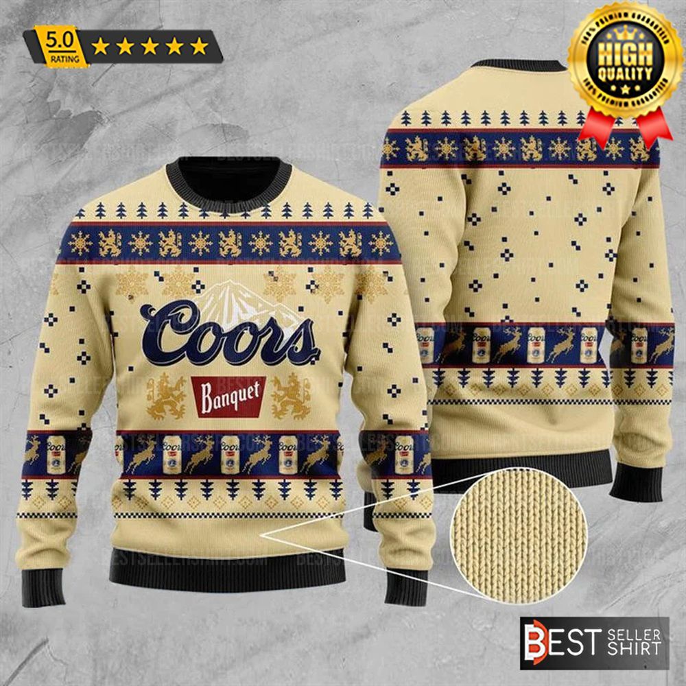 Coors Banquet Beer Logos Christmas Ugly Sweater 1