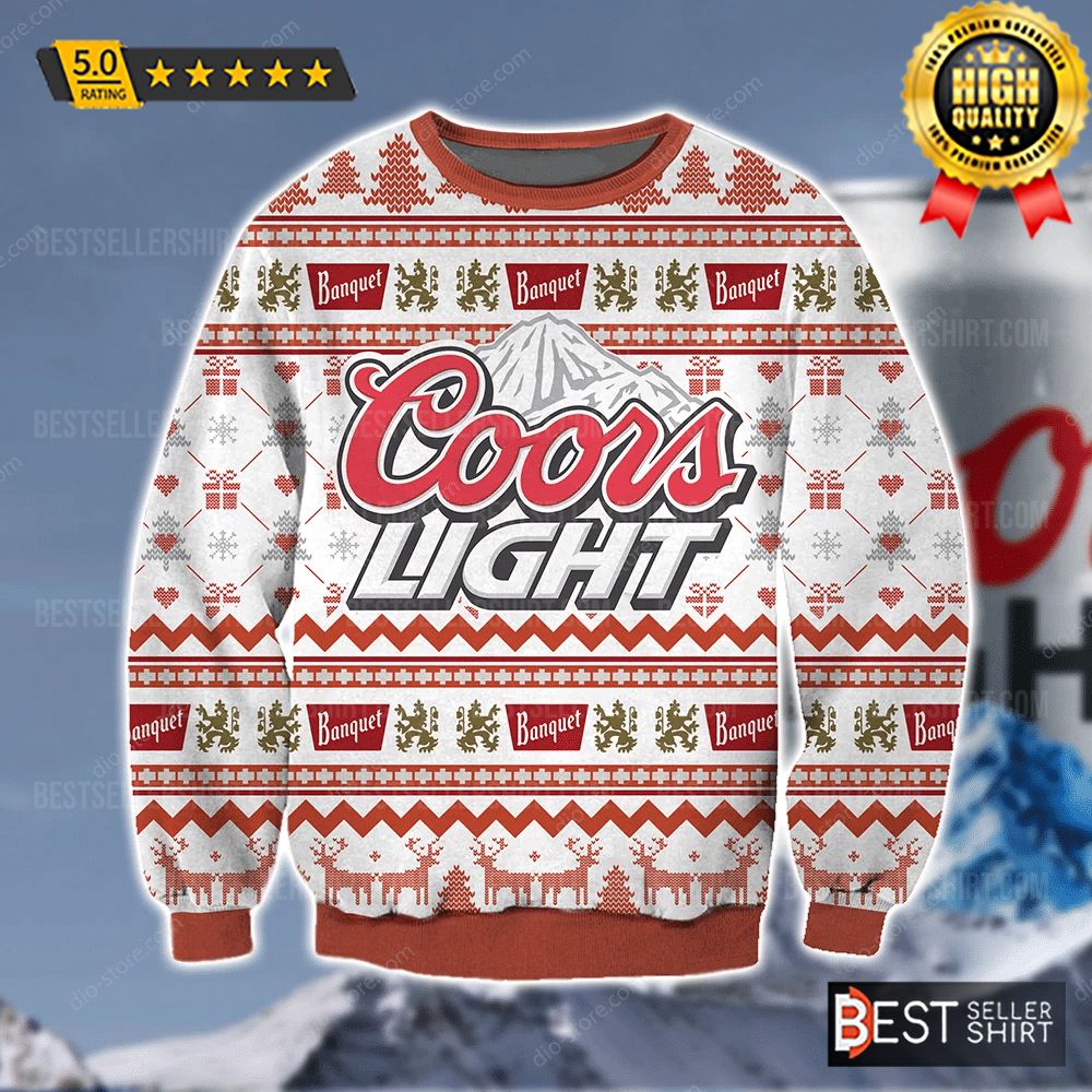 Coors Light Banquet Beer Logo Red Christmas Ugly Sweater 1