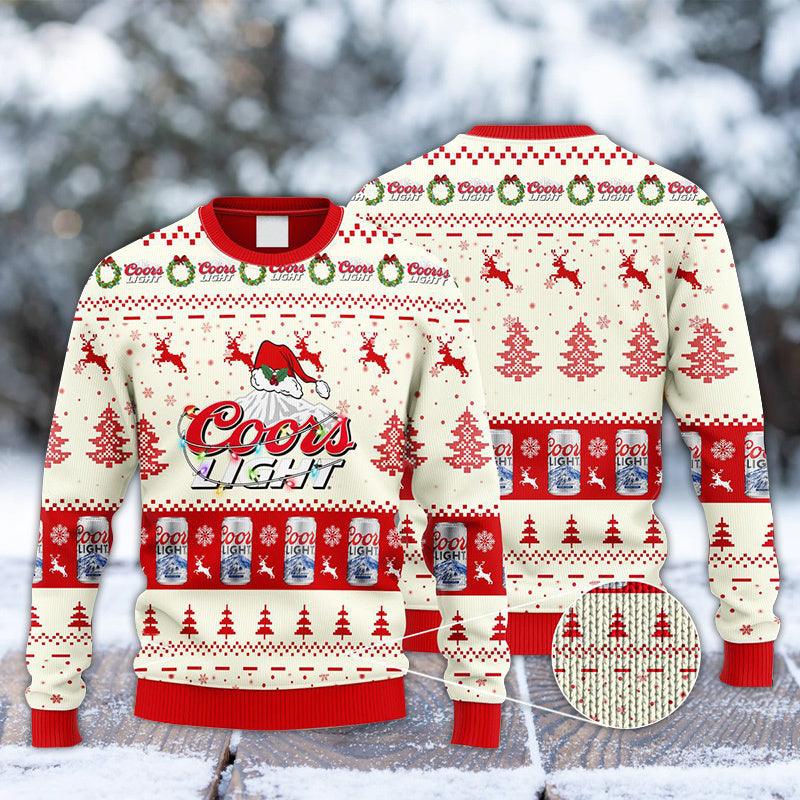 Coors Light Santa Hat Christmas Knitted Ugly Christmas Sweater 2