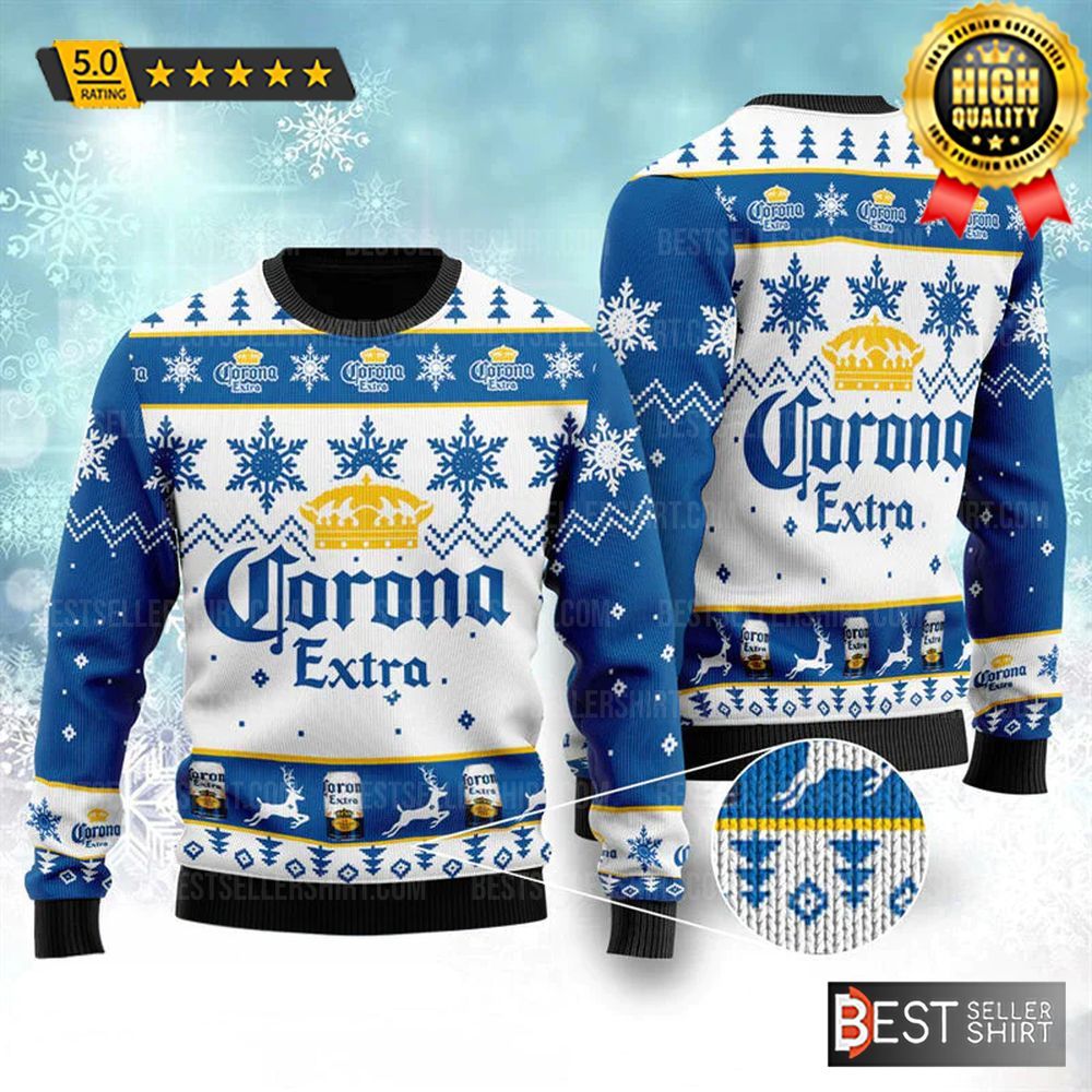 Corona Extra Beer Logos Deers Christmas Ugly Sweater 1