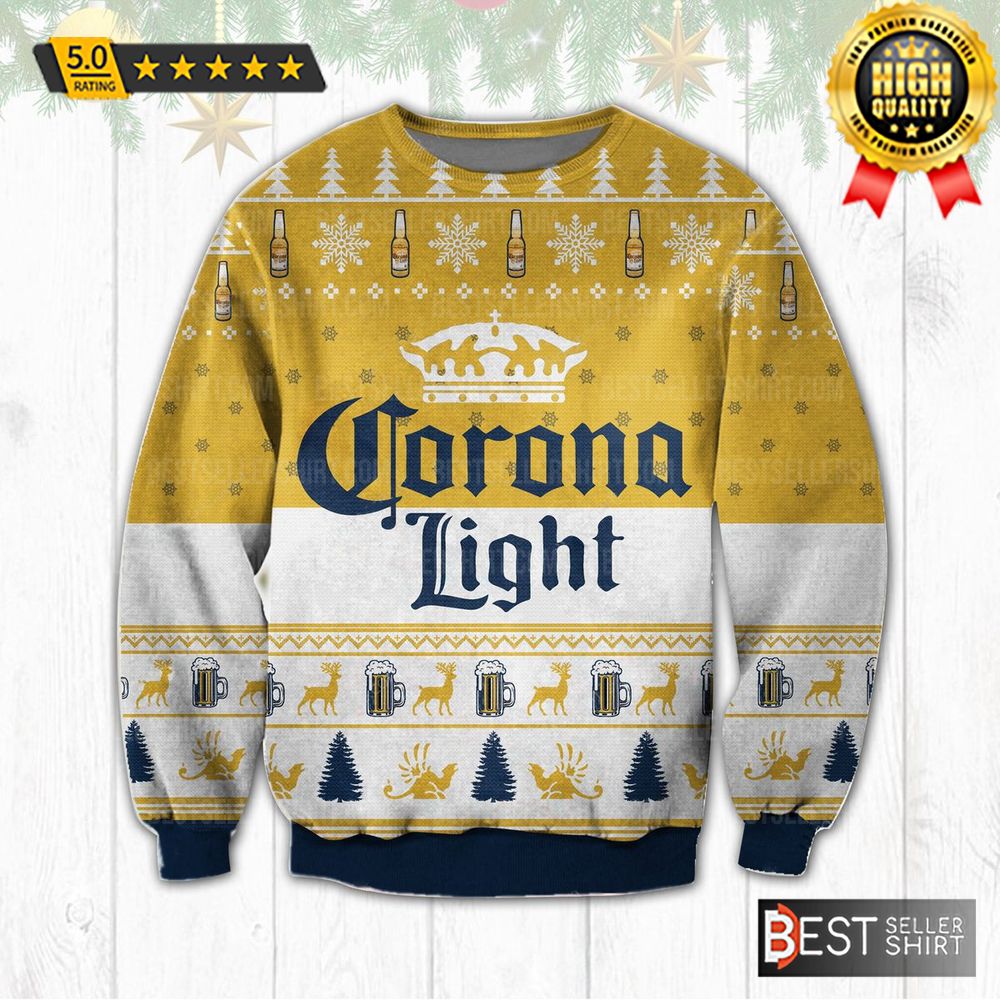 Corona Extra Beer Logos Golden Vintage Christmas Ugly Sweater 1