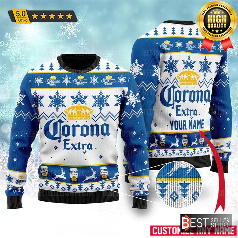 Corona Extra Beer Logos Personalized Christmas Ugly Sweater 1