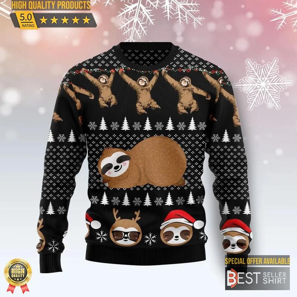 Crazy Sloth Christmas Ugly Christmas Sweater 1