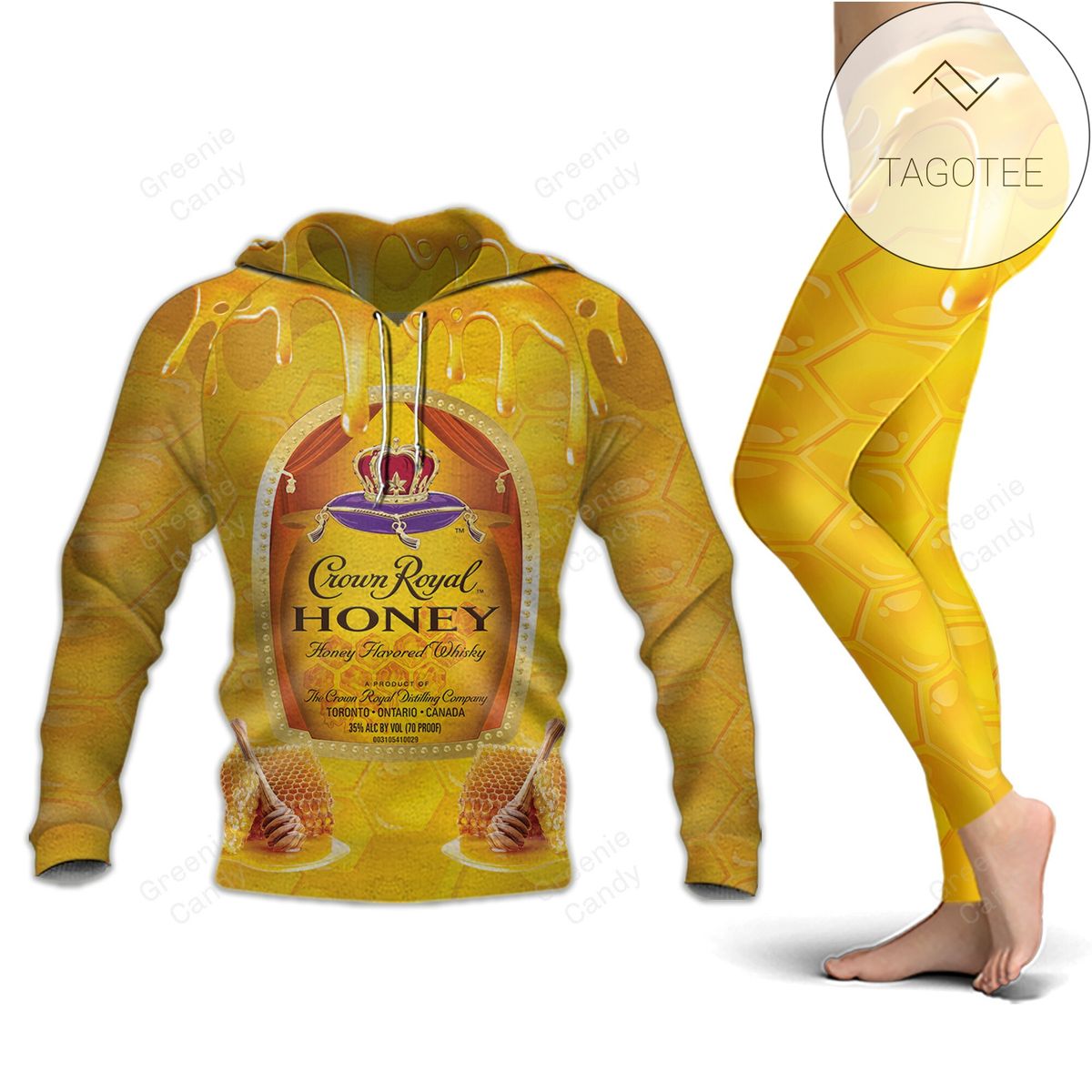 Crown Royal Honey All Over Print 3D Hoodie And Leggings Yellow