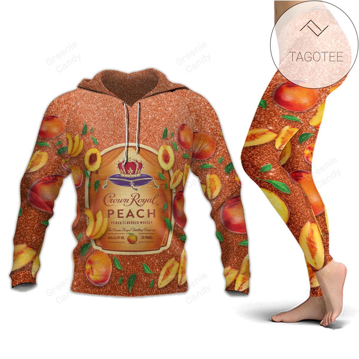 Crown Royal Peach All Over Print 3D Hoodie And Leggings