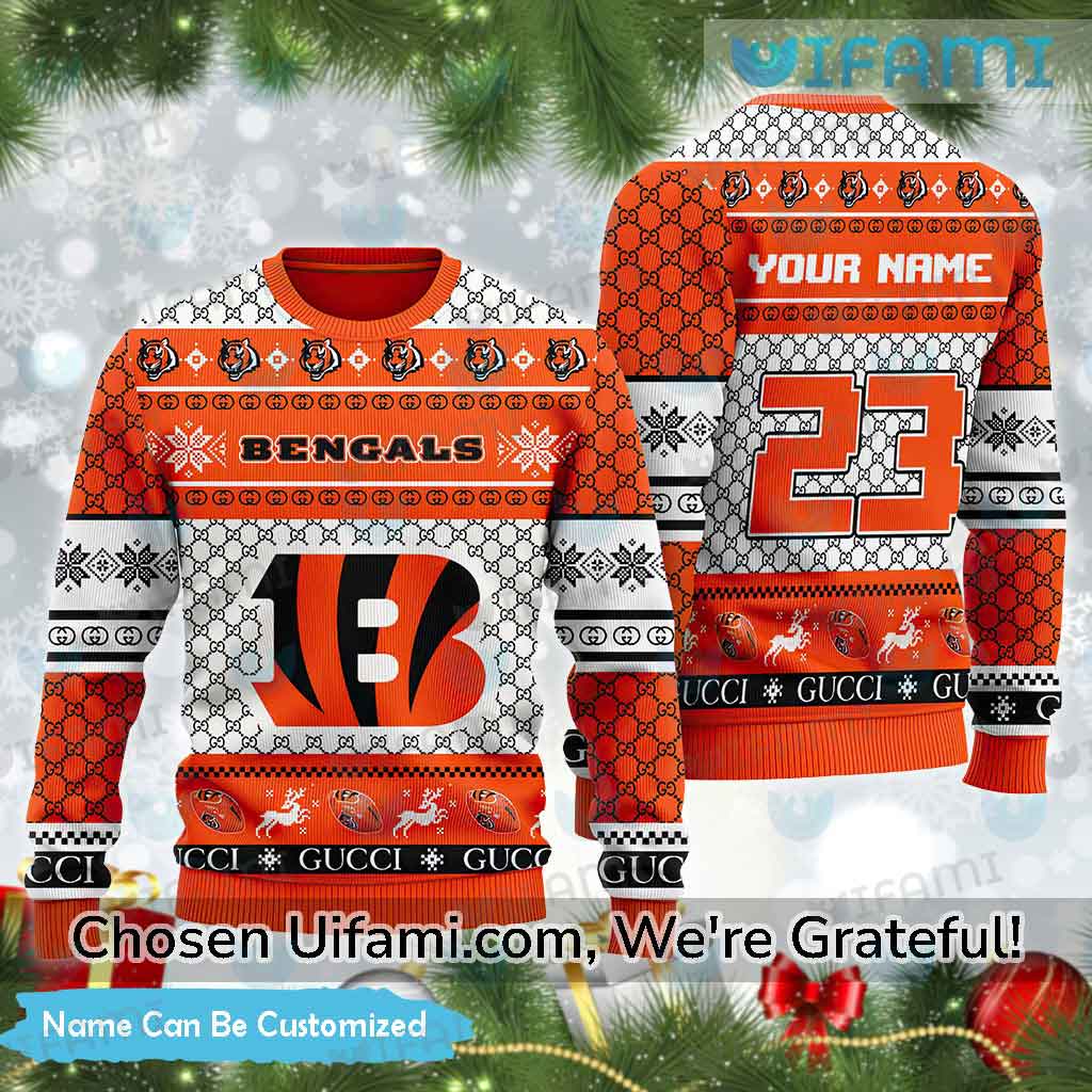 Custom Bengals Ugly Sweater Playful Gucci Cincinnati Bengals Gift