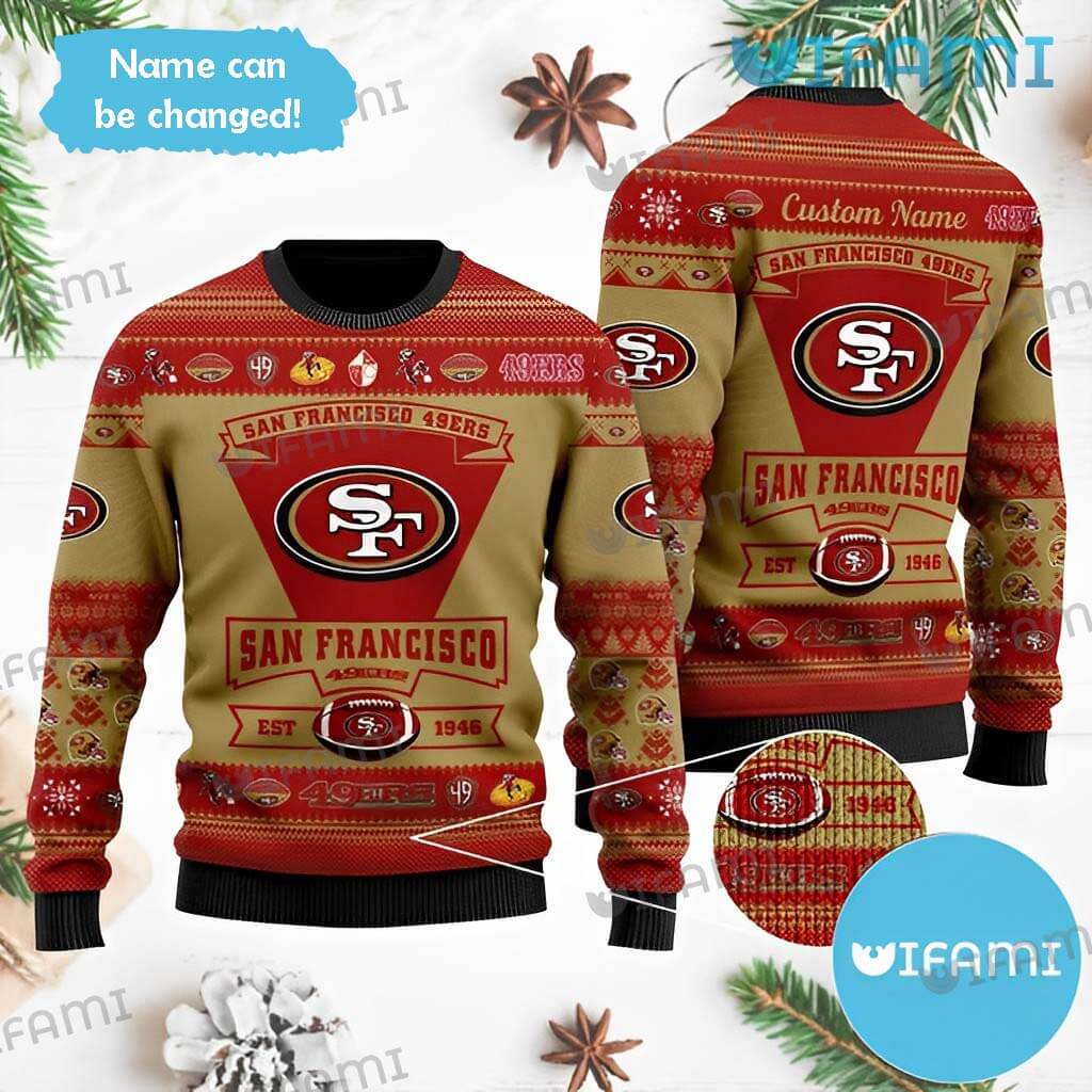 Custom Name 49ers Ugly Christmas Sweater Classic San Francisco 49ers Gift