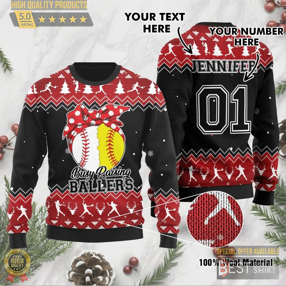 Custom Name And Number Softball Ugly Christmas Sweater Christmas Sweater Christmas Gift 1