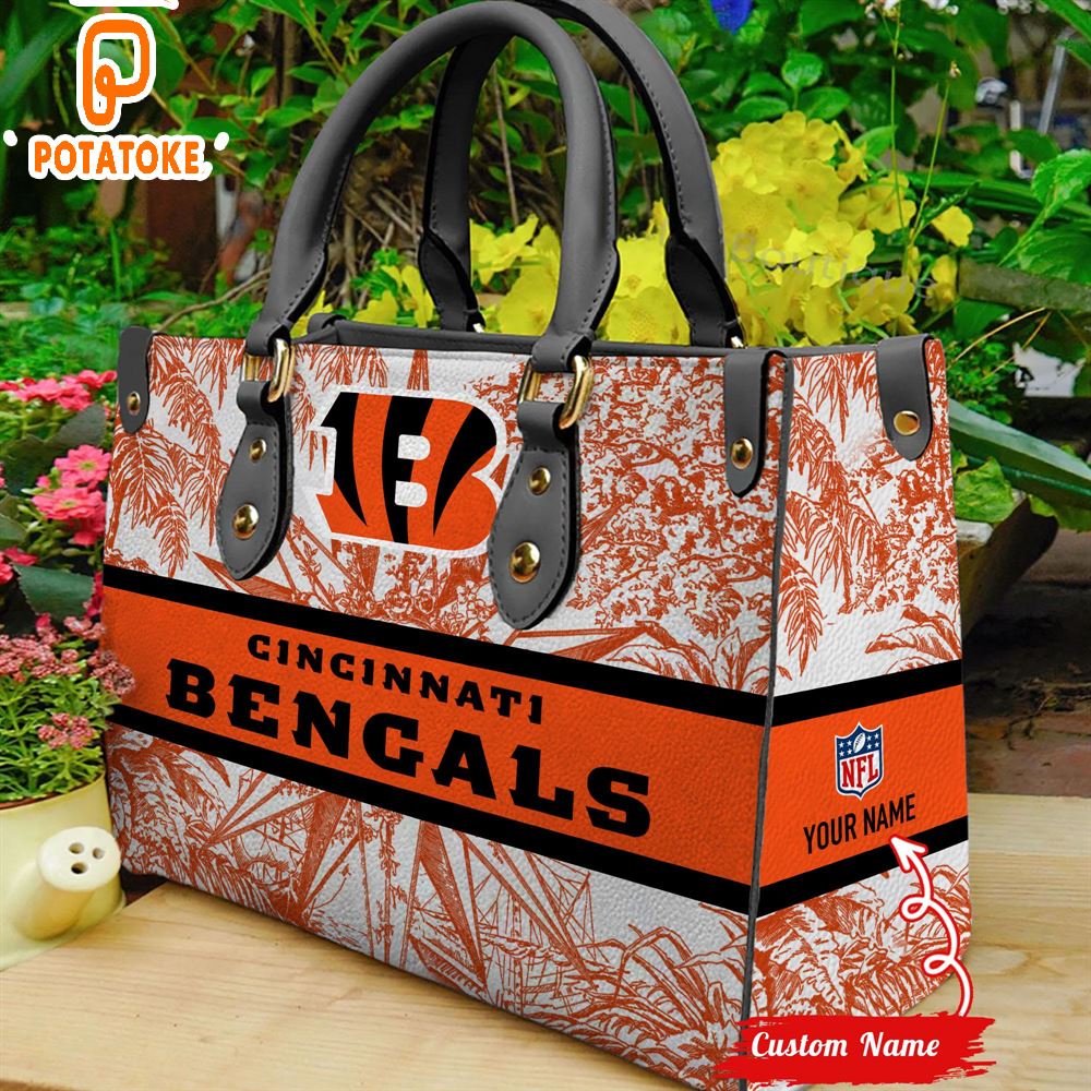 Custom Name Cincinnati Bengals NFL Women Leather Hand Bag