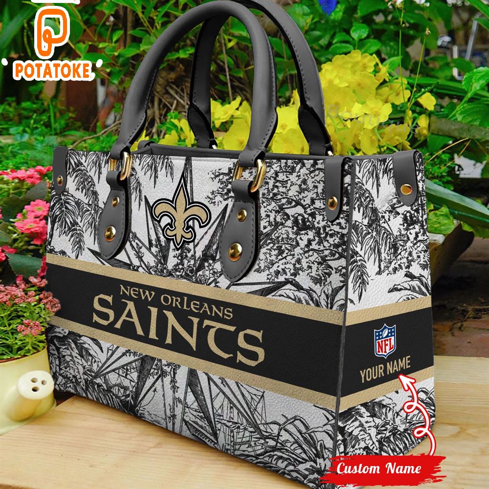 Custom Name New Orleans Saints NFL Women Leather Hand Bag