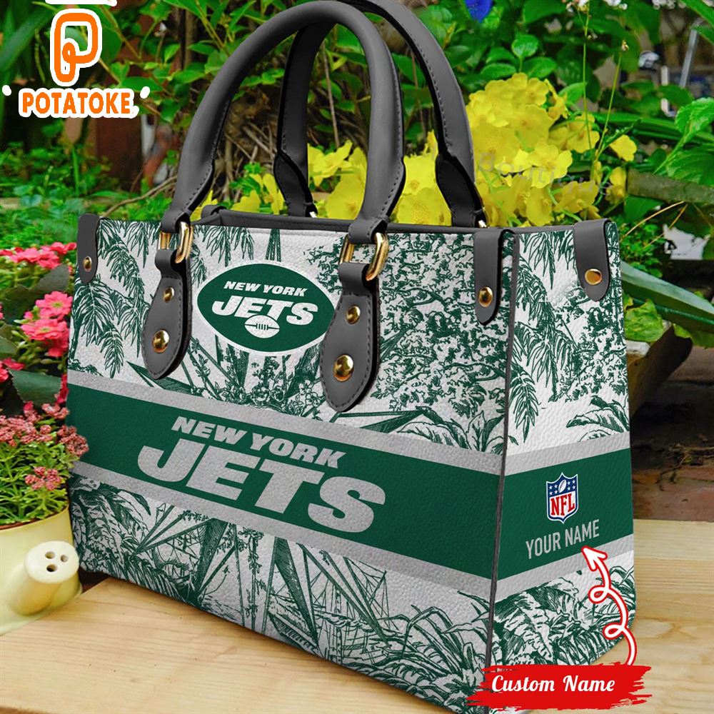 Custom Name New York Jets NFL Women Leather Hand Bag