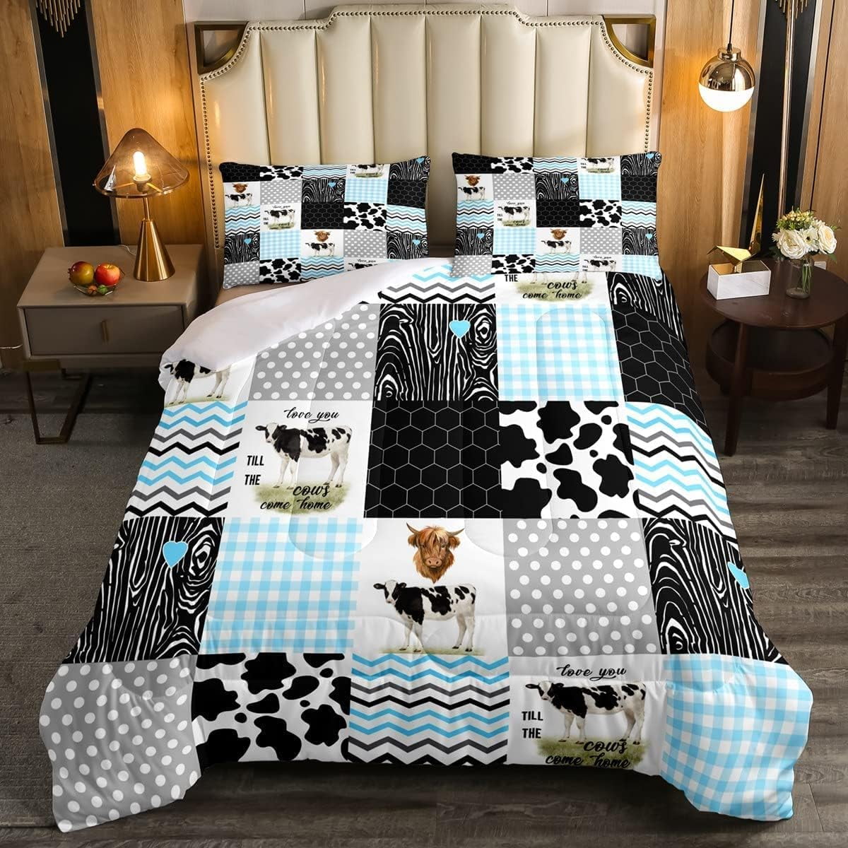 Cute Cow Print Comforter Set Twin Size Kawaii Highland Bedding Bedroom Decor Honeycomb Plaid Pattern Geometric Stripes Down Cartoon Farm Animals Duve 73d23ed2 b289 4a50 a506 acc840b9f9a7.6a4230ef4999b333f6f6c2992e97b37c