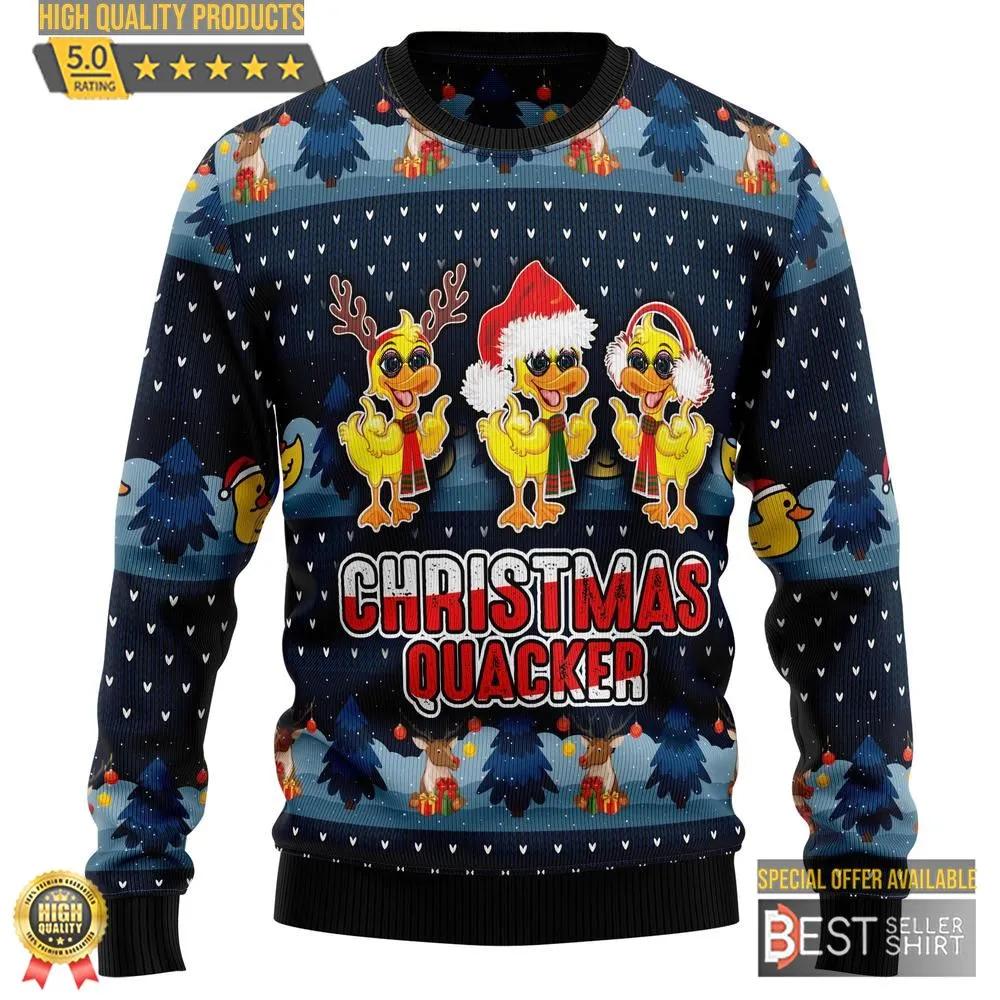 Cute Duck Quacker Ugly Christmas Sweater 1