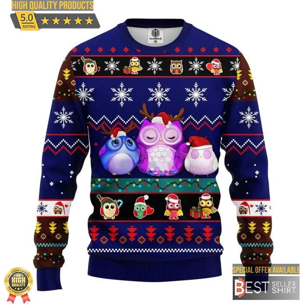 Cute Owl Night Noel Mc Ugly Christmas Sweater Funny Sweater 1