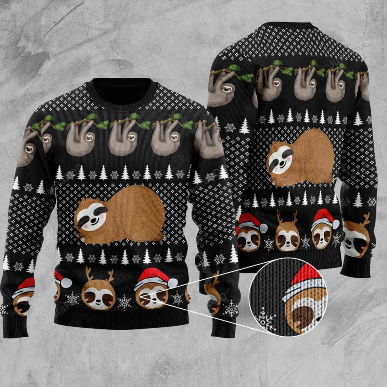 Cute Sloth Santa Ugly Christmas Sweater