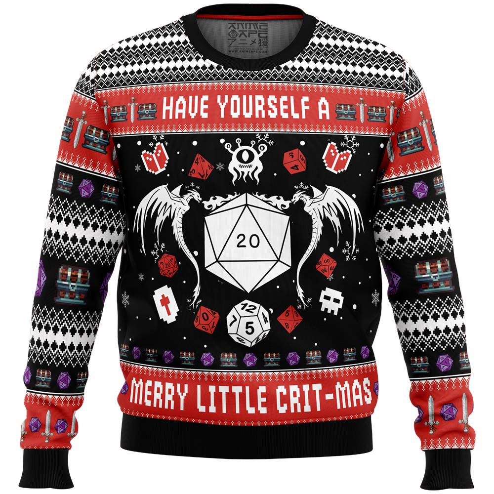 DD Have A Merry Little Crit Mas Ugly Christmas Sweater FRONT mockup