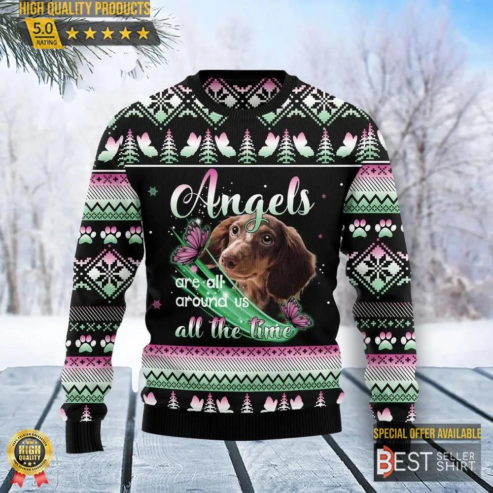 Dachshund Angel Christmas Ugly Christmas Sweater 1