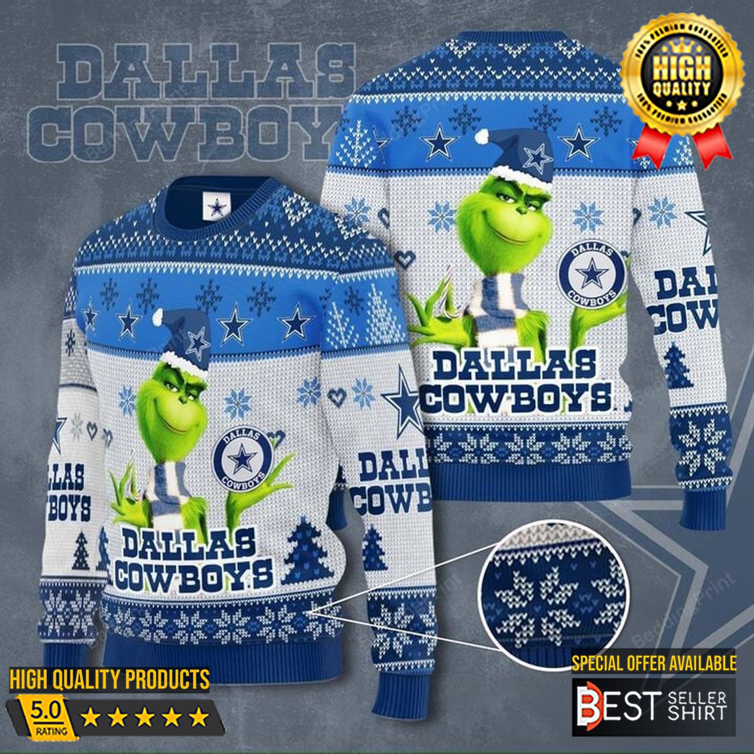 Dallas Cowboys Football Nfl Grinch Ugly Christmas Sweater Grinch Christmas Movie