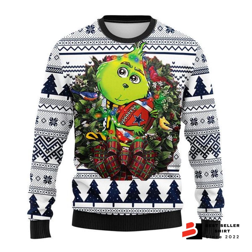 Dallas Cowboys Grinch Hug Ugly Christmas Sweater Grinch Xmas Sweater 1