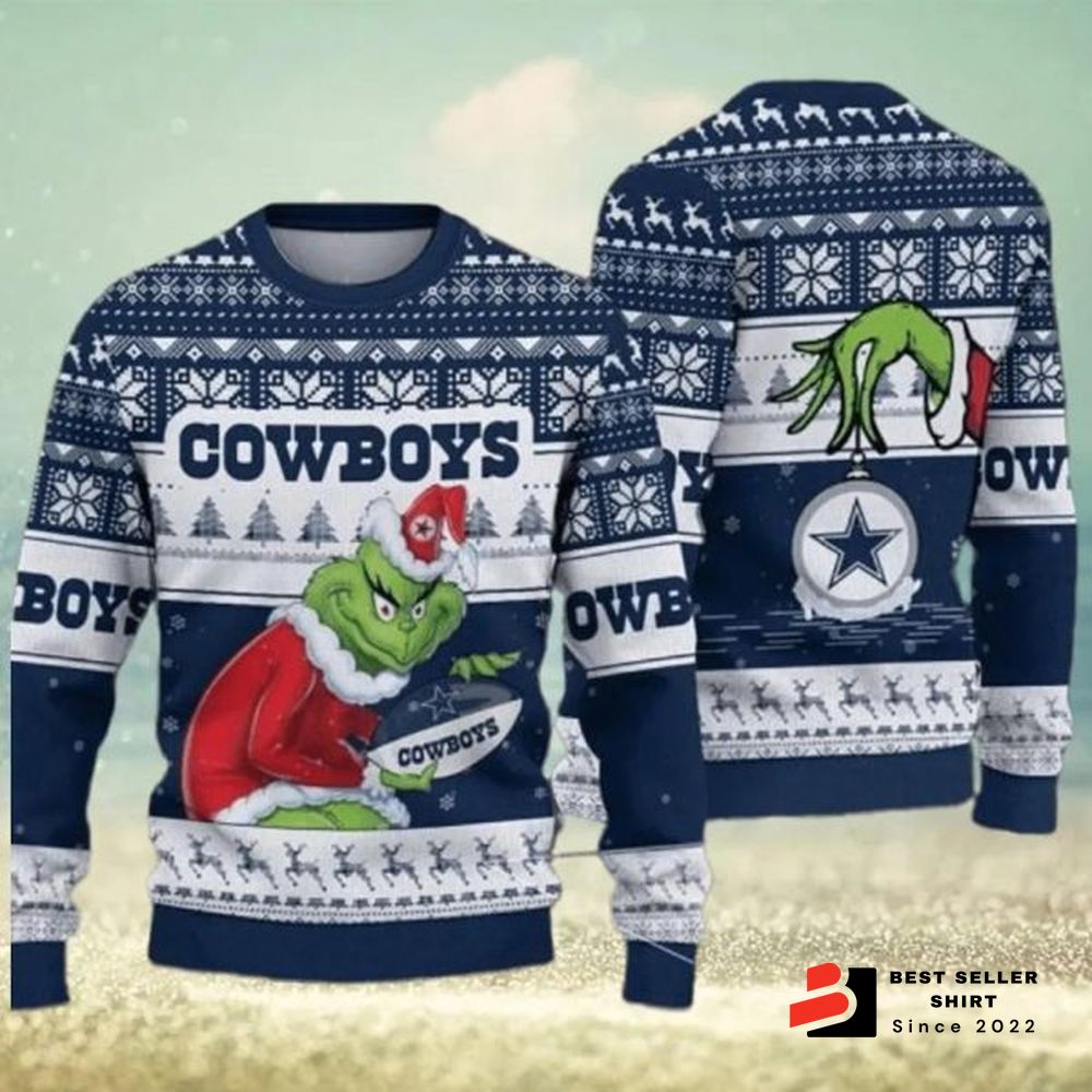 Dallas Cowboys Grinch Stolen Ugly Christmas Sweater Xmas Gift 1