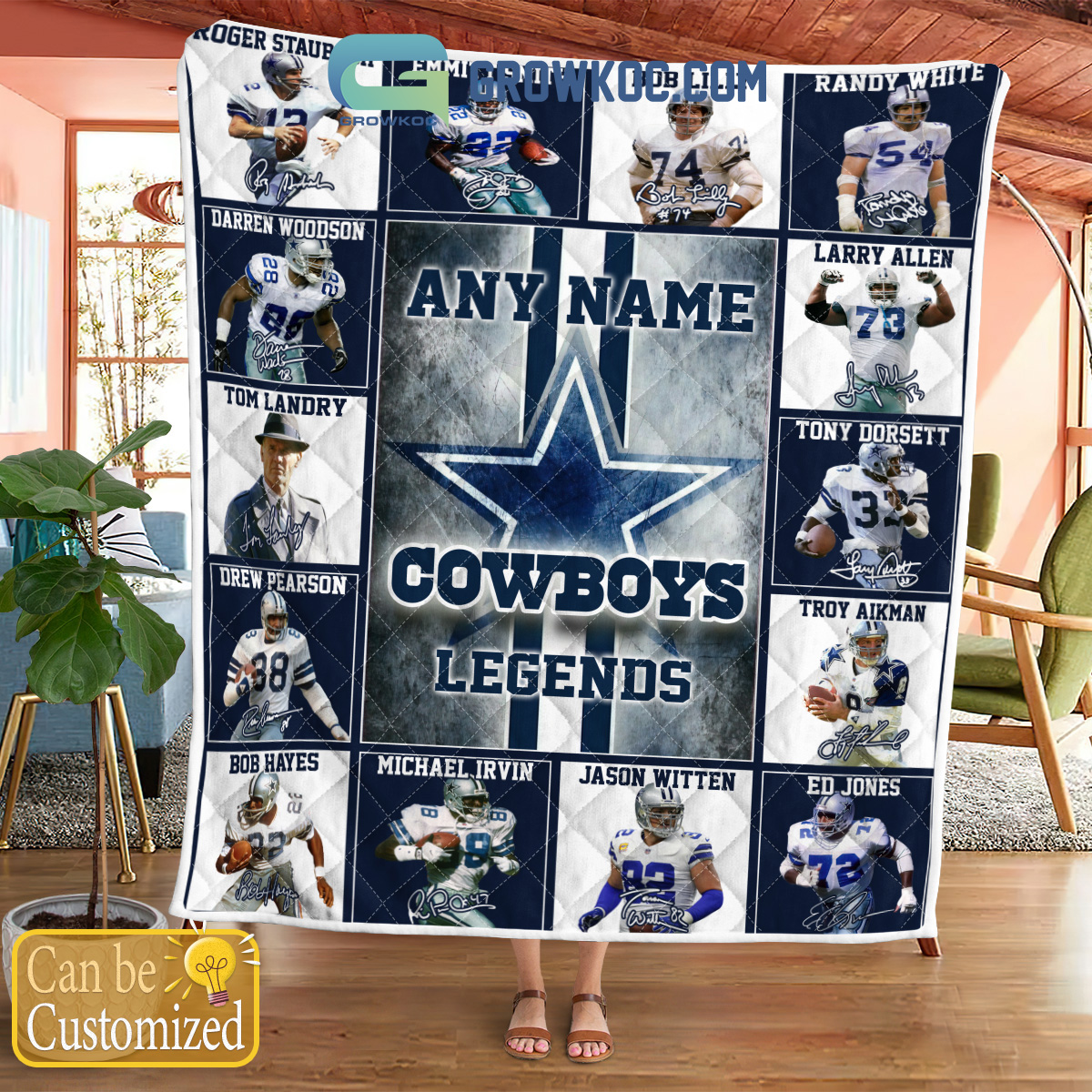 Dallas Cowboys NFL Legends In History Personalized Fleece Blanket Quilt2B1 e3JQA