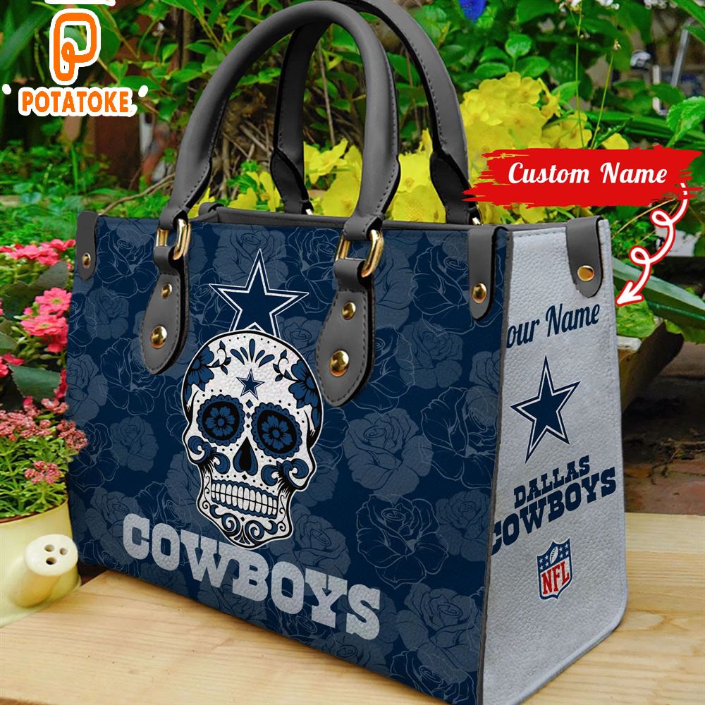 Dallas Cowboys NFL Team Sugar Skull Women Leather Hand Bag