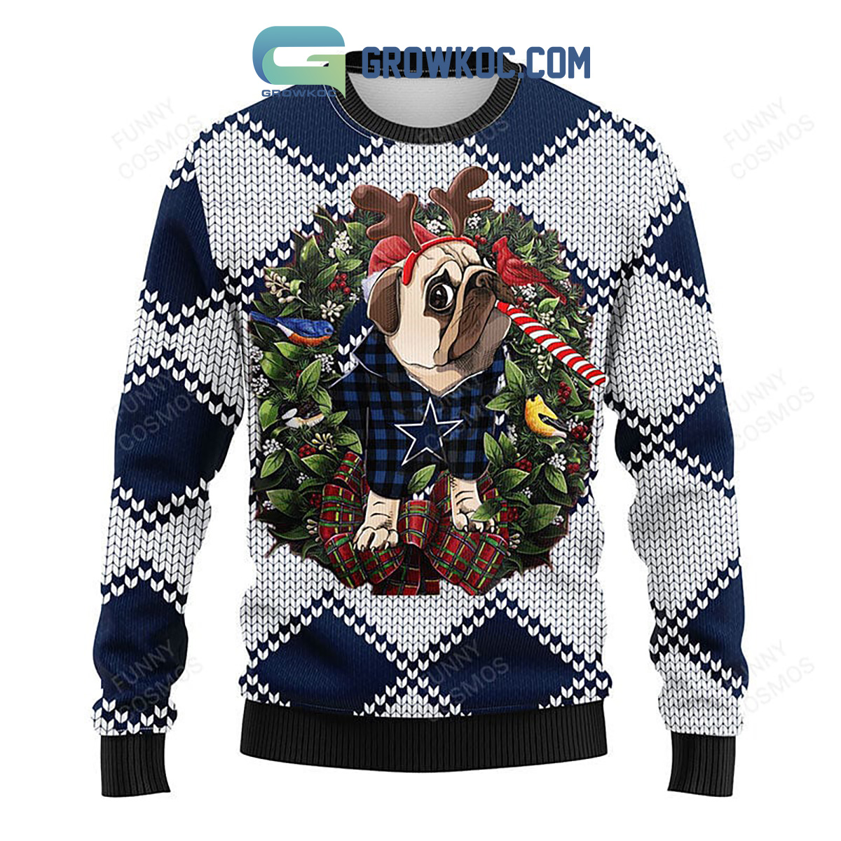 Dallas Cowboys Pub Dog Christmas Ugly Sweater2B1 Pvidp