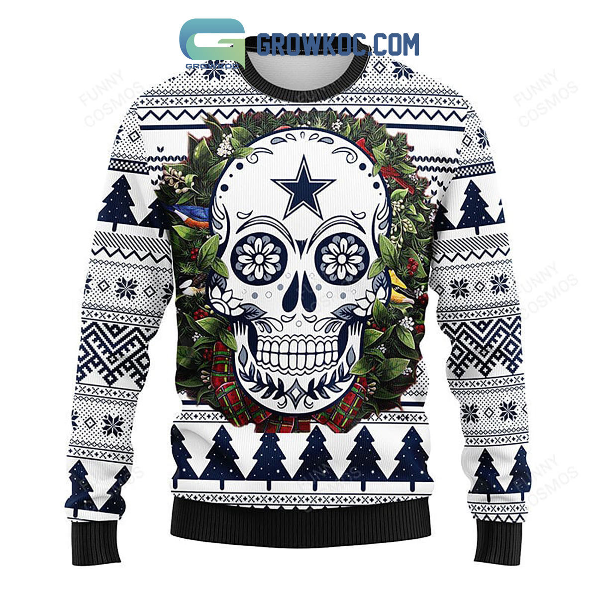 Dallas Cowboys Skull Flower Ugly Christmas Ugly Sweater2B1 fMAri