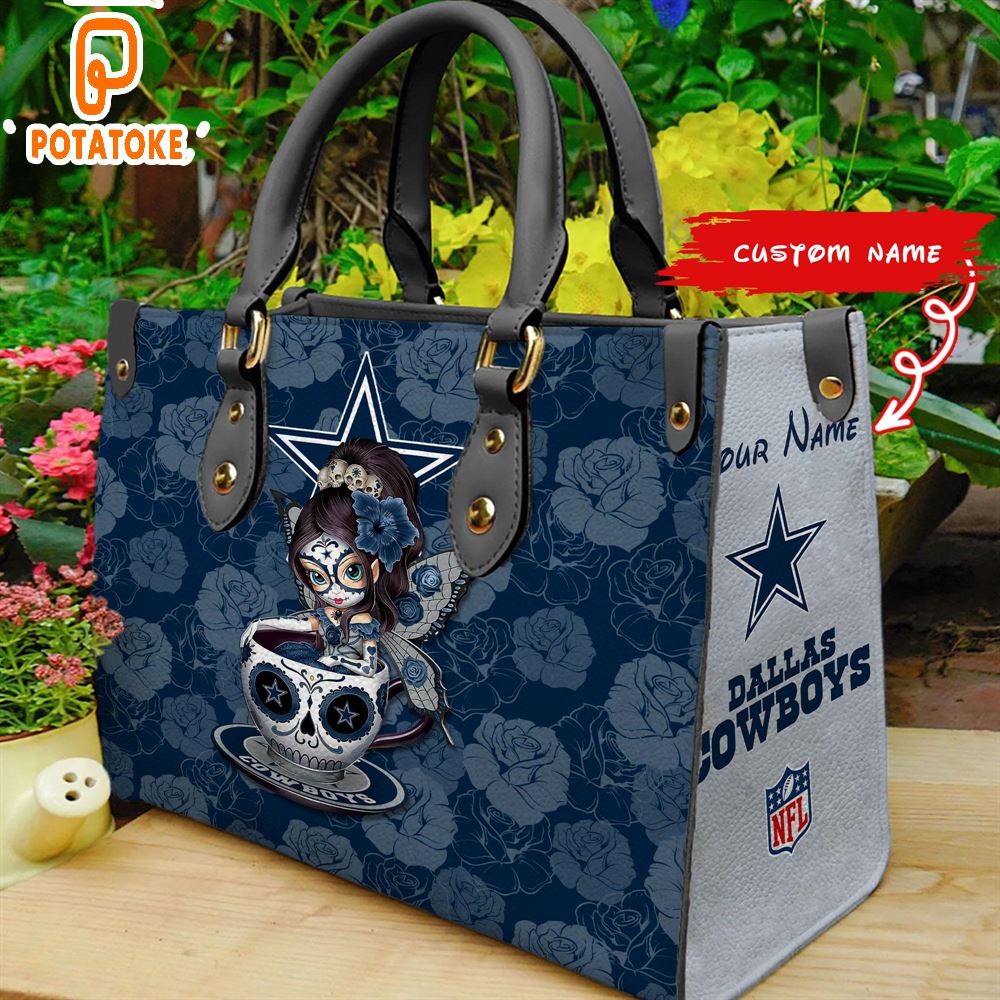 Dallas Cowboys Sugar Skull Girl Women Leather Hand Bag