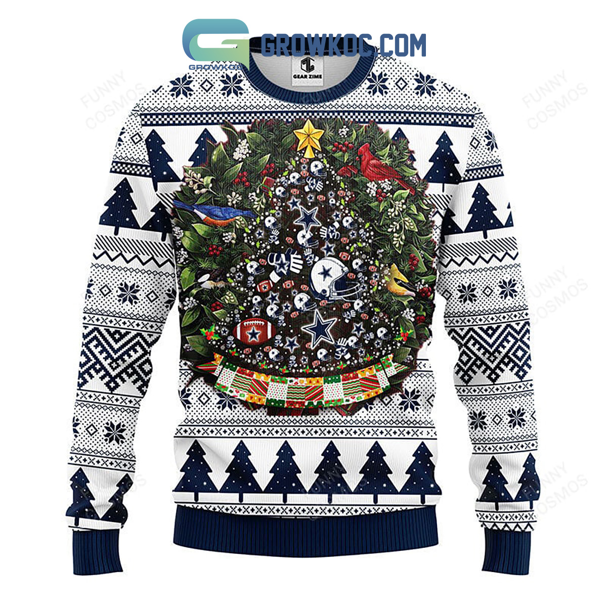 Dallas Cowboys Tree Ball Christmas Ugly Sweater2B1 P3LMf