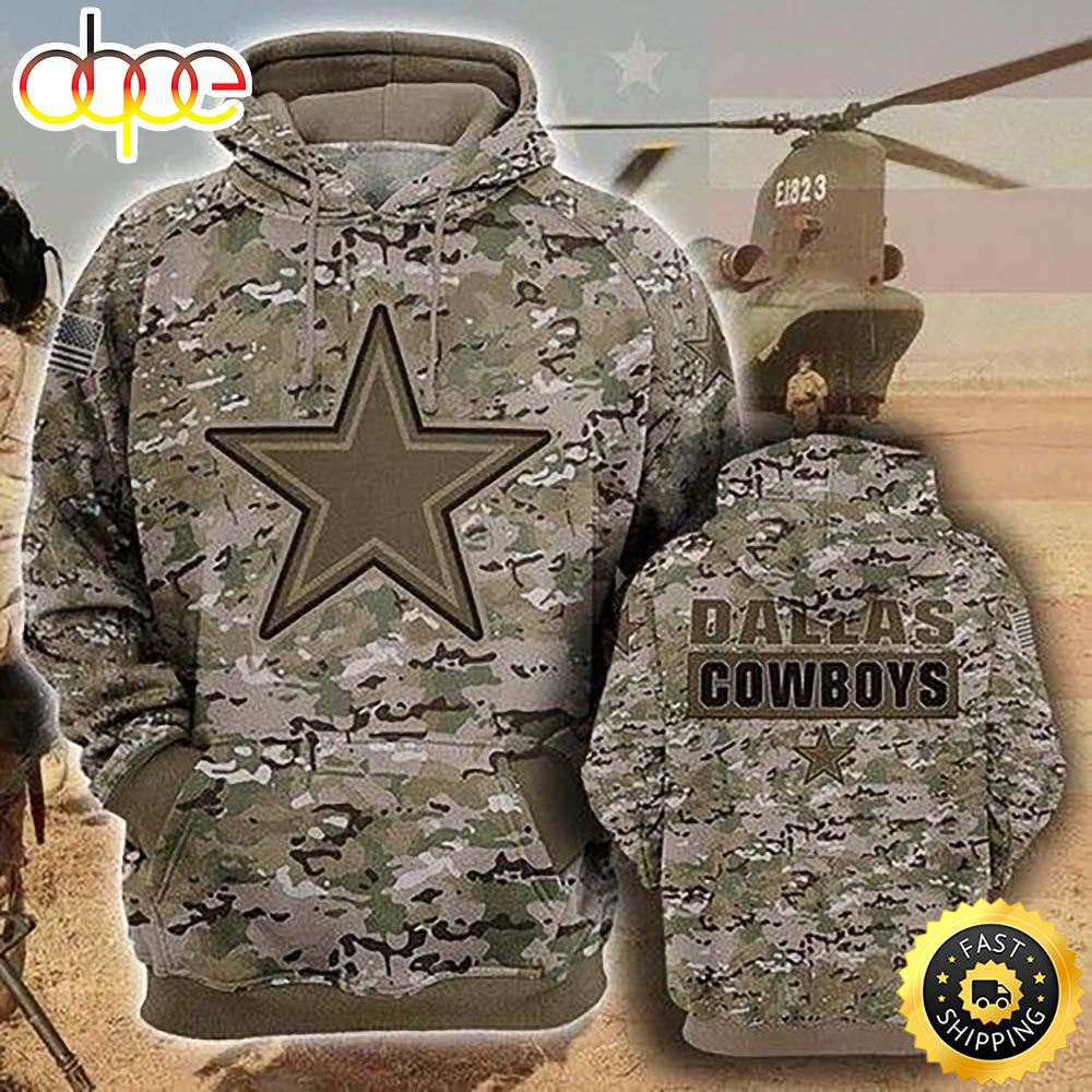 Dallas Cowboys Camourflage Veteran 3D Hoodie 3D Sweatshirt iivtei