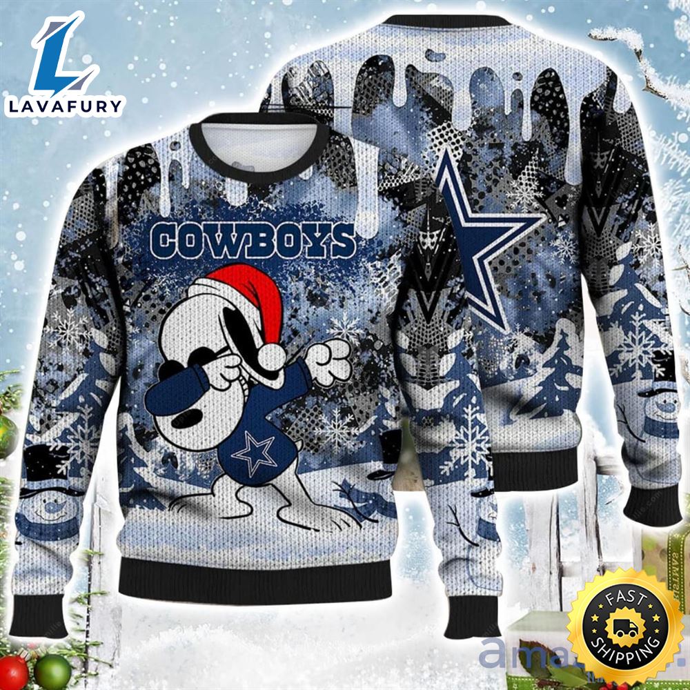 Dallas Cowboys Snoopy Dabbing The Peanuts Ugly Christmas Sweater c85okh