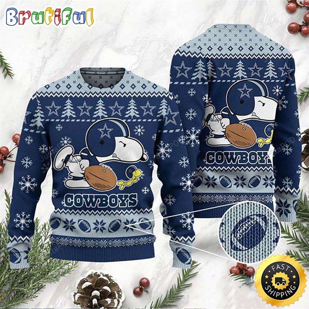 Dallas Cowboys Snoopy Play Football Ugly Christmas Sweater 1 dbxuxe