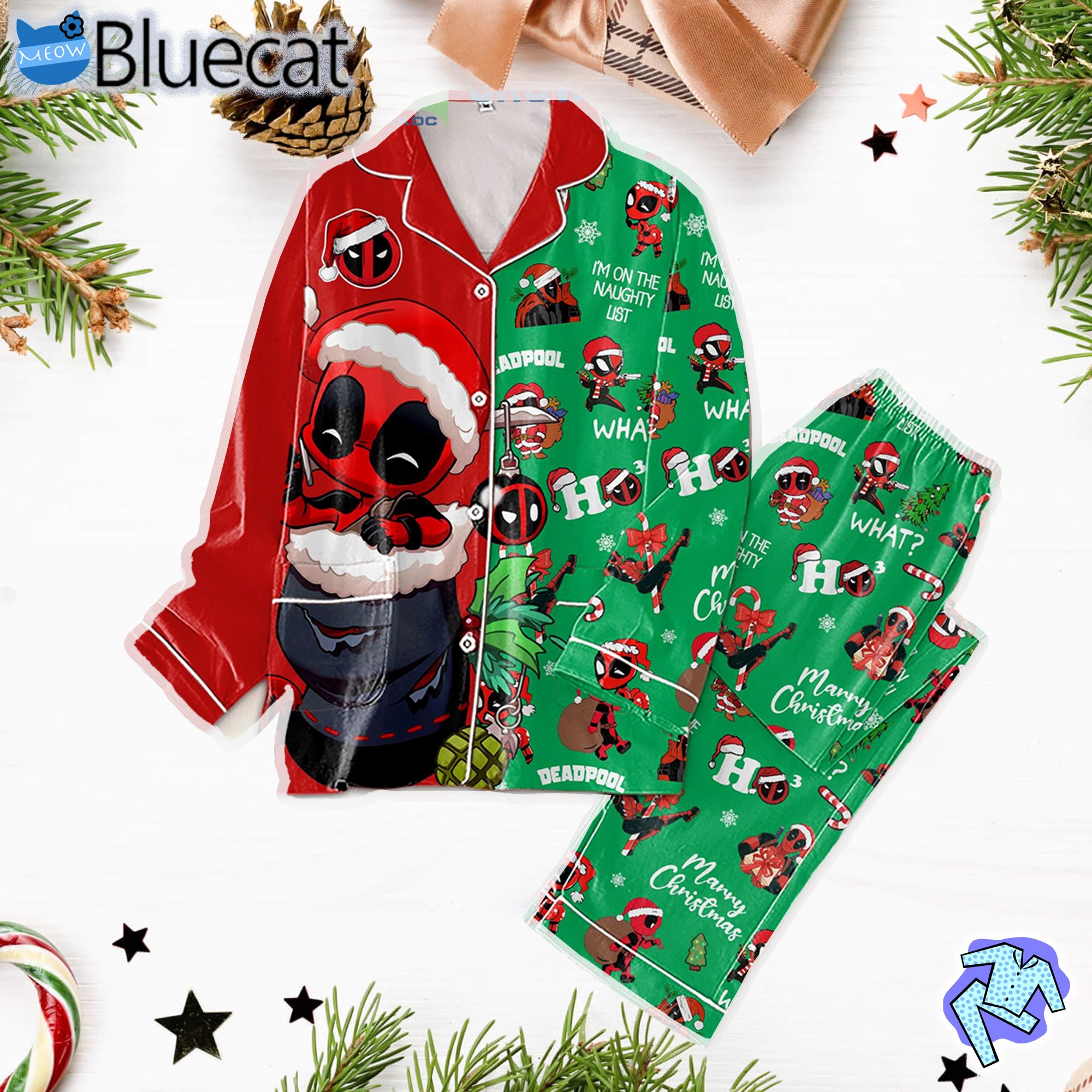 Deadpool Im On The Naughty List Christmas Pajamas Set 7bf547 0