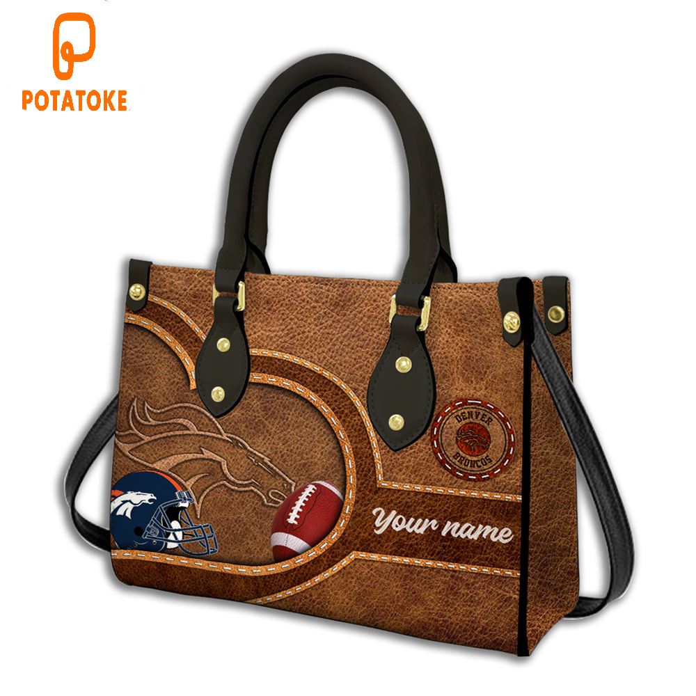 Denver Broncos Custom Name NFL Leather Bag