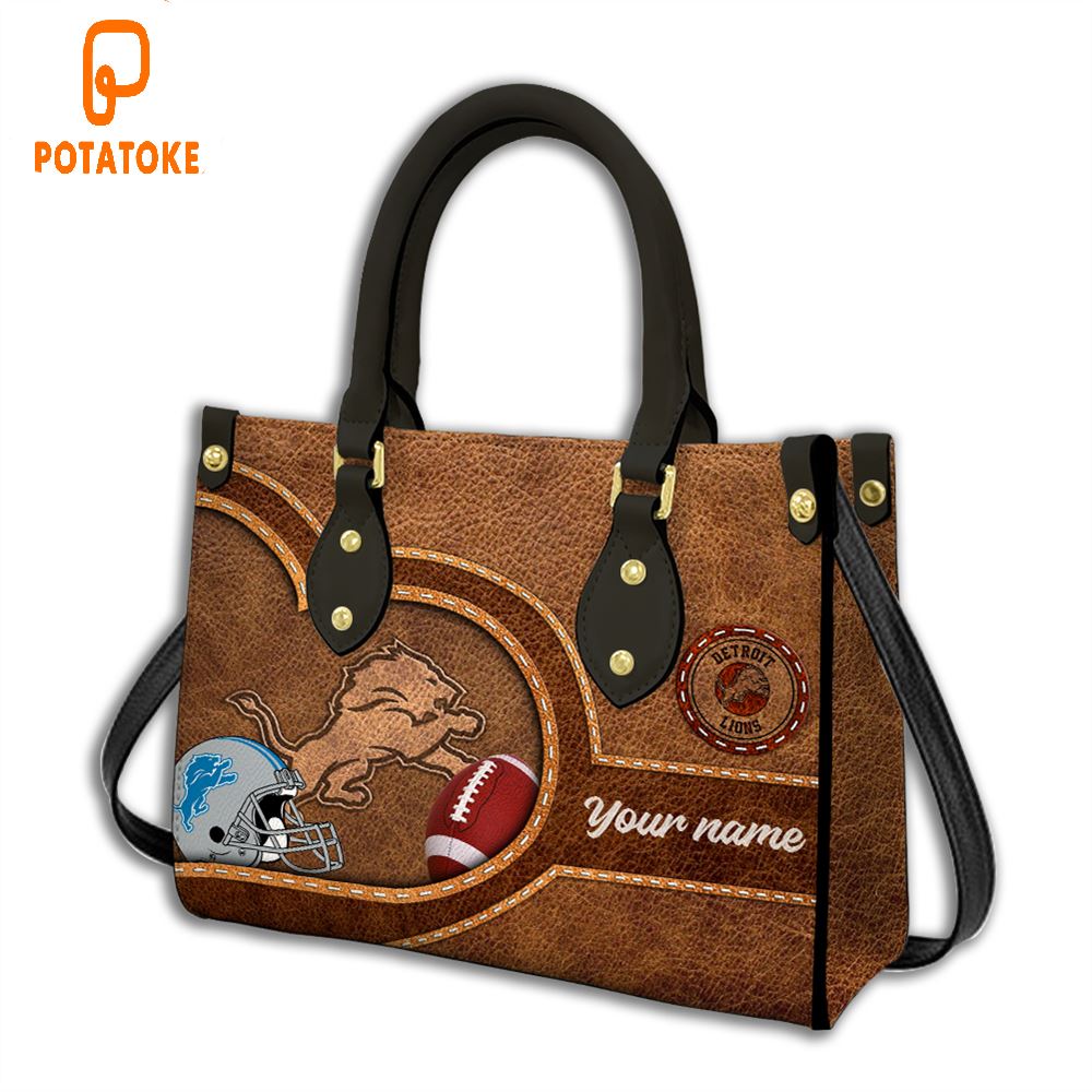 Detroit Lions Custom Name NFL Leather Bag