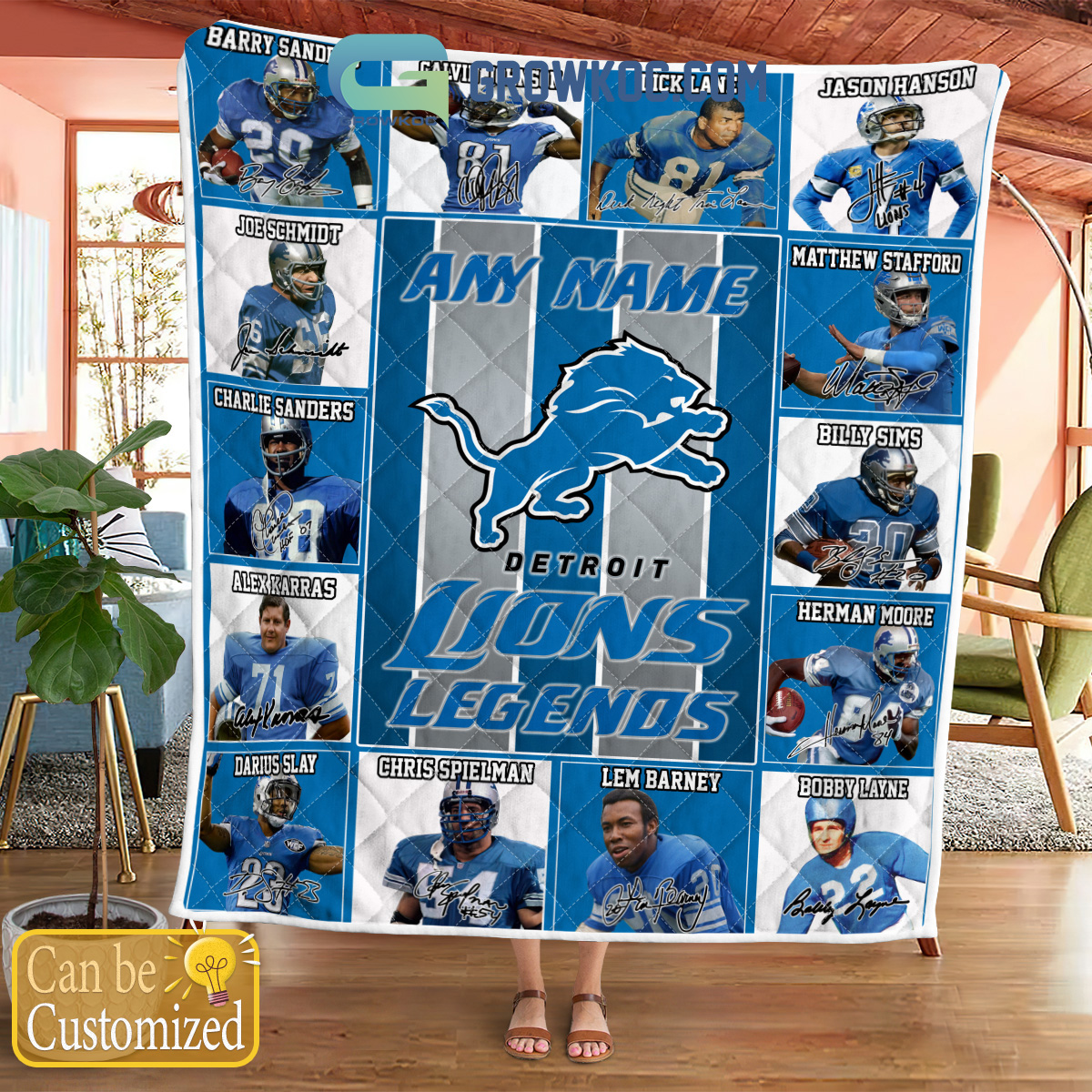 Detroit Lions NFL Legends In History Personalized Fleece Blanket Quilt2B1 uCjFc