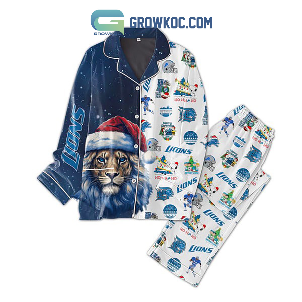 Detroit Lions Roary The Mascot Christmas Polyester Pajamas Set2B1 E2qA0