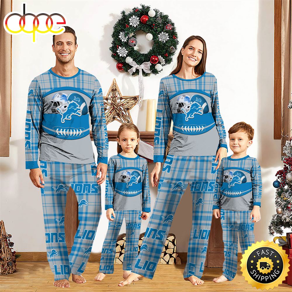 Detroit Lions NFL Custom Your Name Football Team Pajamas hauvud