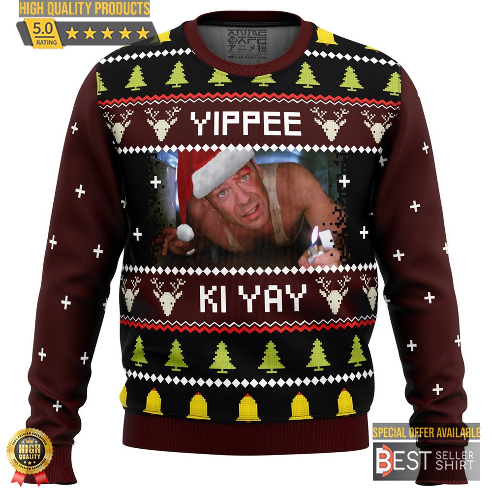 Die Hard Ugly Christmas Sweatshirt John Mcclane Yippee Ki Yay Ugly Christmas Sweater Nakatomi Xmas Party 1988 1