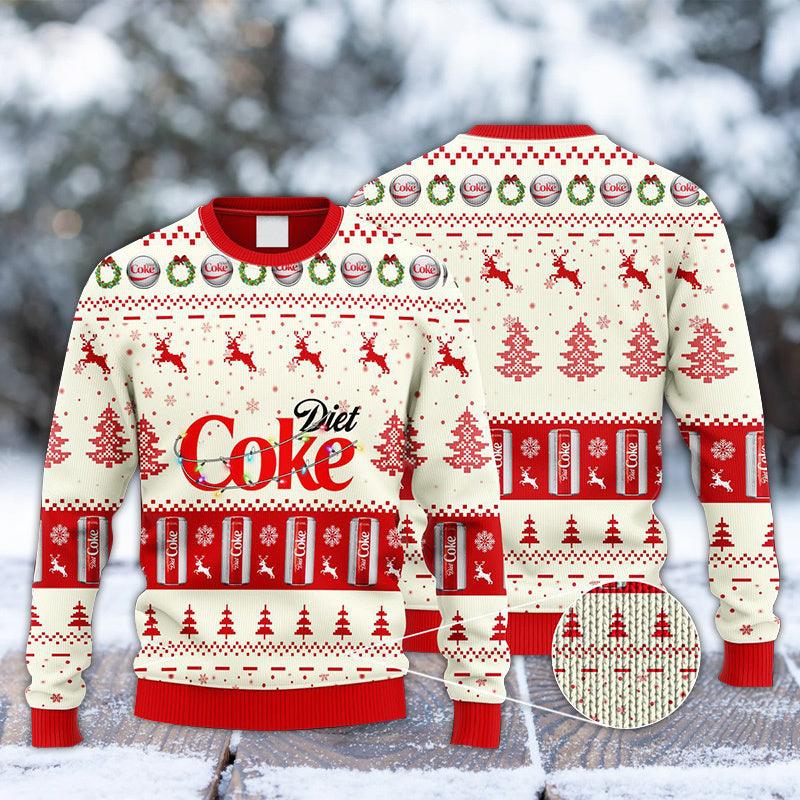 Diet Coke Santa Hat Christmas Knitted Ugly Christmas Sweater