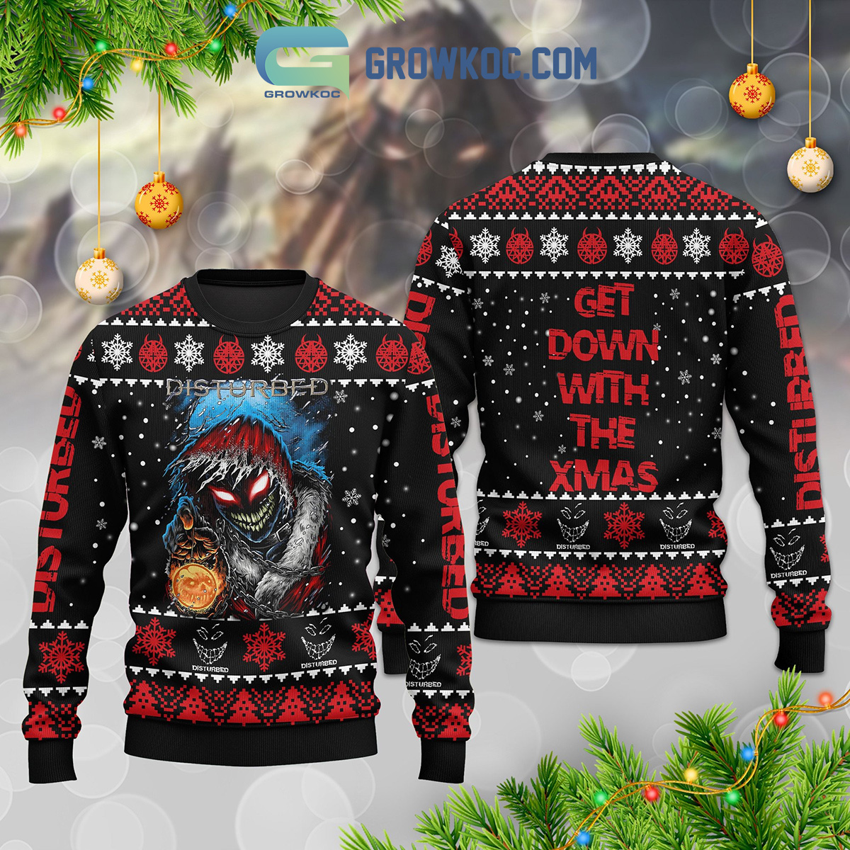 Disturbed Band Get Down With The Xmas Merry Christmas Ugly Sweater2B1 t8kKq